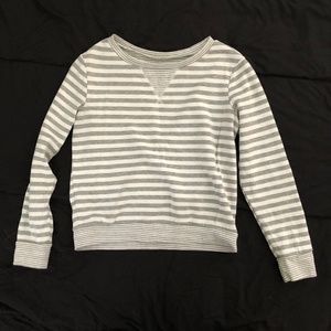 Nollie Gray and white crew neck sweater